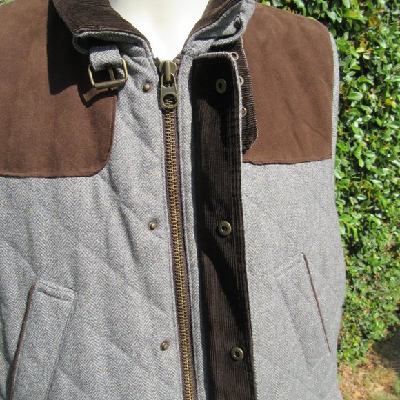 Men's Size Large Jos A Bank Tailored Fit Gray Quilted Wool Blend Vest - Picture 5 of 12